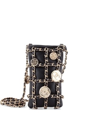 CHANEL Pre-Owned Tech Me Out Medallion Clutch With Chain Lambskin crossbody bag - Black