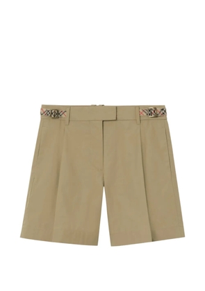 Burberry check trim cotton poplin shorts - Neutrals