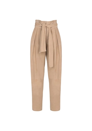 Balmain self-tie suede trousers - Neutrals