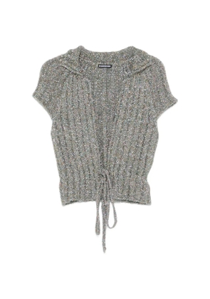 SUSANNE BOMMER glitter-effect tie-fastening cardigan - Grey