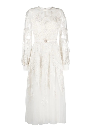 Elie Saab Bead-embroidered midi dress - White