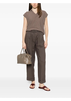 PANICALE sequin-embellished V-neck top - Brown
