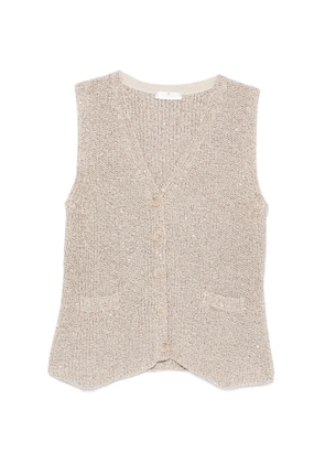 PANICALE sequin-embellished sleeveless cardigan - Neutrals