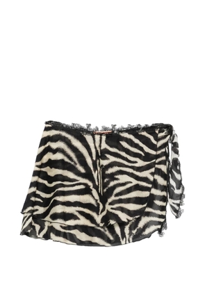 Ermanno Scervino zebra-print lace-trim pareo - Black