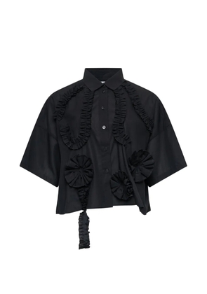 Enföld ruffle-appliqué crop-shirt - Black