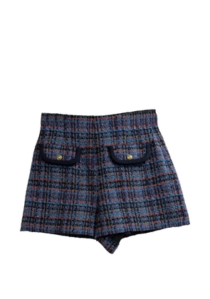 SANDRO Tweed high-waisted shorts - Blue