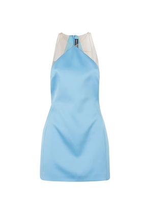 David Koma mesh-panelled satin mini dress - Blue