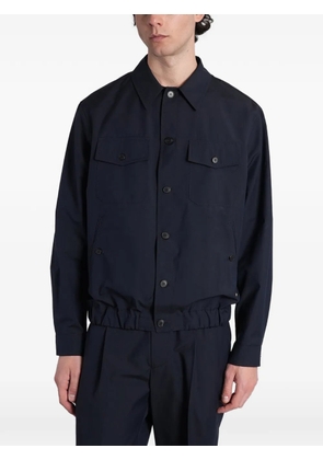 Greyed elasticated-hem jacket - Blue