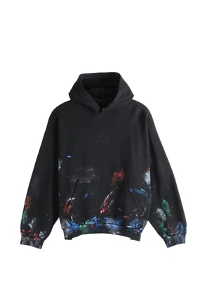 Balenciaga paint-splatter logo-embroidered hoodie - Black