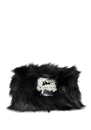 Gedebe crystal-embellished faux-fur clutch bag - Black