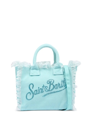MC2 Saint Barth Kids Colette fringe-trimmed rhinestone-logo tote bag - Blue