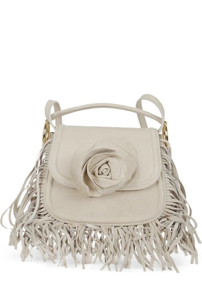 Gedebe floral-appliqué fringe-detail clutch bag - Neutrals