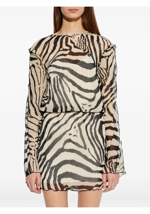 IRO zebra-print ruffled dress - Neutrals