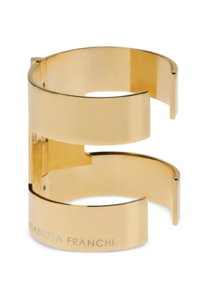 Elisabetta Franchi wrap-around logo-engraved cuff bracelet - Gold