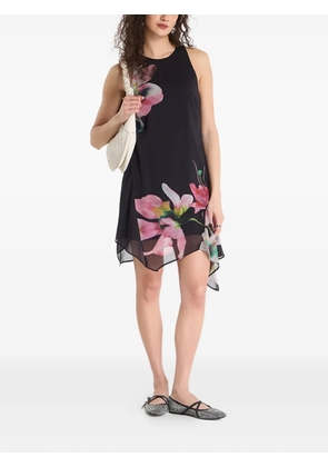 Desigual floral-print asymmetric mini dress - Black