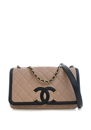 CHANEL Pre-Owned 2017-2018 Small Bicolor Caviar CC Filigree Flap crossbody bag - Black