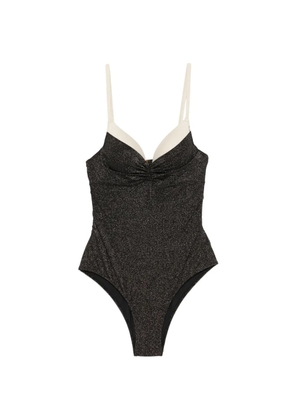 TWINSET glitter-effect ruched swimsuit - Black