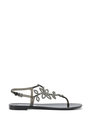 MENGHI crystal-embellished floral-detail sandals - White