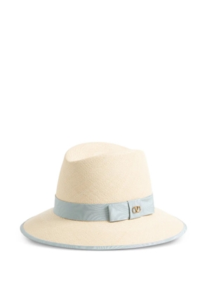 Valentino Garavani VLogo Signature straw hat with moiré ribbon - Neutrals