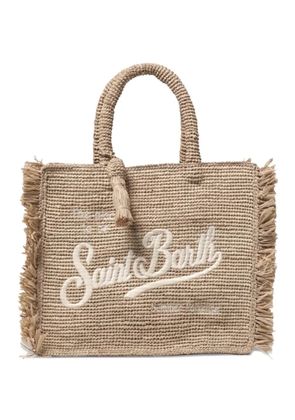 MC2 Saint Barth fringed logo-embroidered tote bag - Neutrals