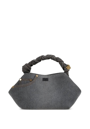 GANNI Bou braided-handle tote bag - Grey