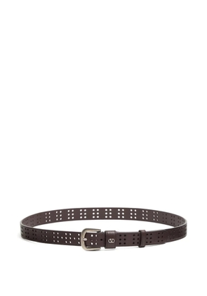 Valentino Garavani mini VLogo Signature belt in perforated leather - Brown