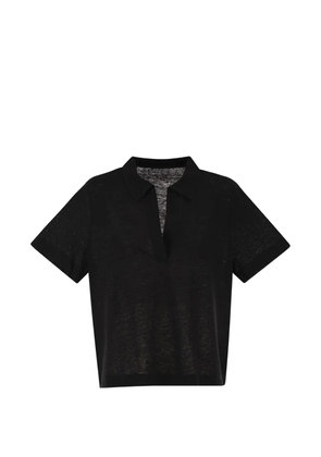 Majestic Filatures cropped V-neck polo shirt - Black