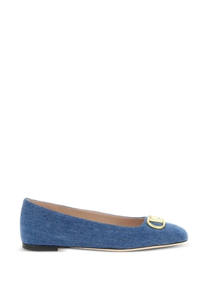 Valentino Garavani VLogo Signature denim ballet flats - Blue