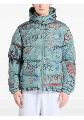 Ripndip graffiti-print padded jacket - Green