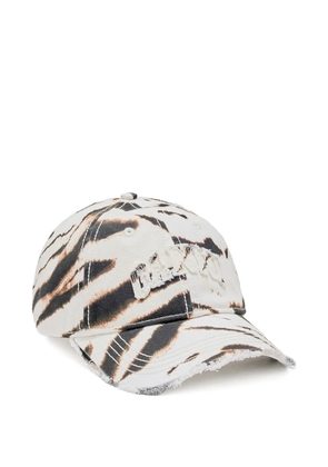 GANNI animal-print frayed baseball cap - Neutrals