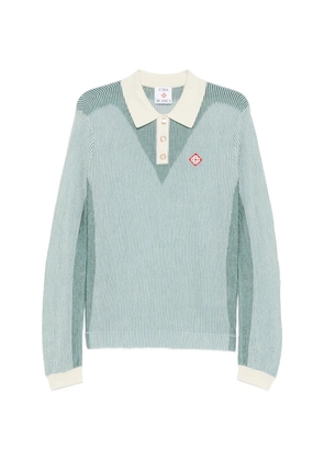 Casablanca ribbed-knit logo-patch polo shirt - Green