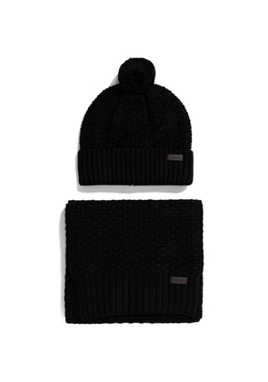 Barbour pom-pom chunky-knit beanie hat - Black