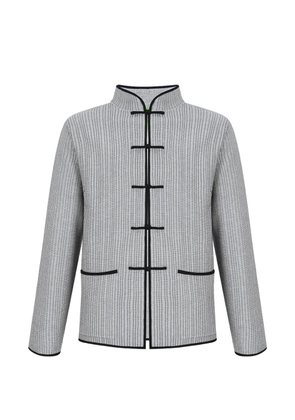 Shanghai Tang Mandarin-collar ribbed cardigan - Grey
