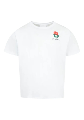Le Pere floral-embroidered T-shirt - White