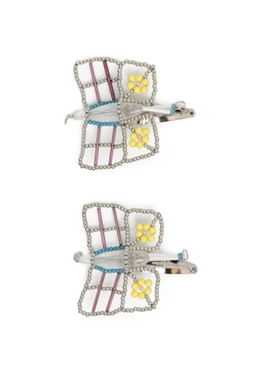 Chopova Lowena beaded-butterfly hair clips - Silver