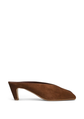 biancadi peep-toe suede mules - Brown