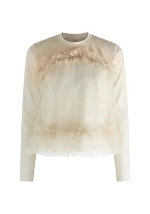 Comme Des Garçons ruffled tulle-overlay blouse - Neutrals