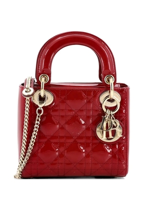 Christian Dior Pre-Owned Lady Dior Chain Bag Cannage Quilt Patent Mini satchel - Red