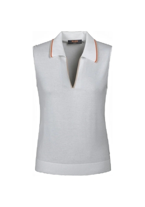 Moorer Shanqin-Cre sleeveless zip-up polo shirt - White