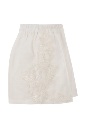 MAURIZIO MYKONOS embroidered elasticated-waist shorts - White