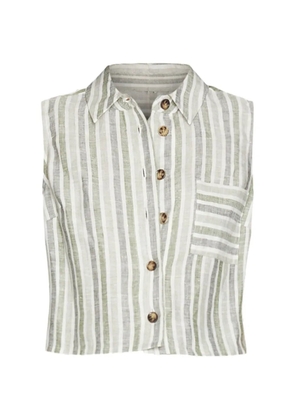 HEVRON Katja stripe-pattern cropped shirt - Green