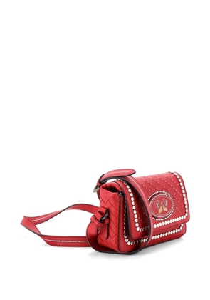 Bottega Veneta Pre-Owned Flap Studded Leather with Intrecciato Detail Small crossbody bag - Red