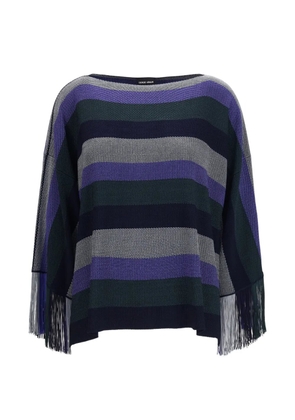 Giorgio Armani striped fringe-trimmed sweater - Blue