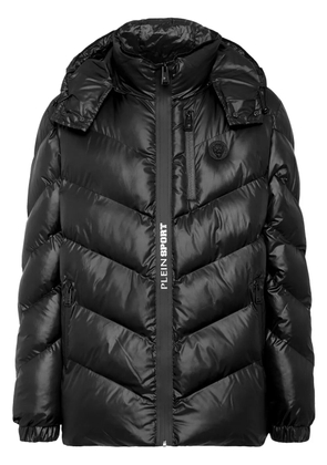 Plein Sport tiger-embroidered quilted coat - Black