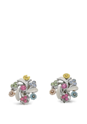 Vintage floral-motif clip-on earrings - Silver
