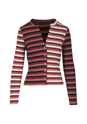 Veronica Beard striped rib-knit cardigan - Red