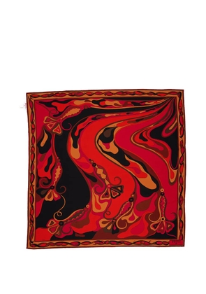 PUCCI Orchidee-print silk carrè scarf - Red