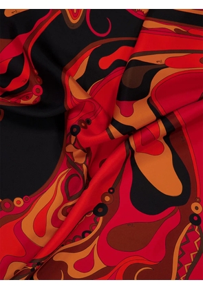 PUCCI Orchidee-print silk carrè scarf - Red