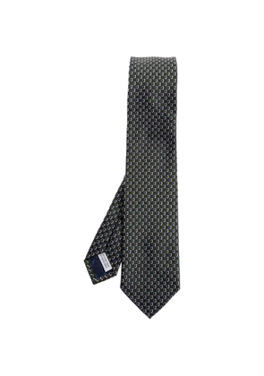 Ferragamo Gancini-pattern silk tie - Green