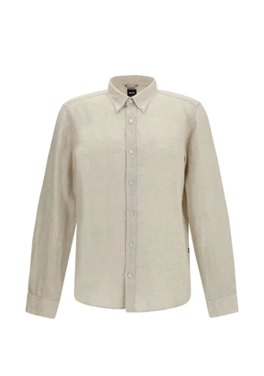 BOSS Liam button-down linen shirt - Neutrals
